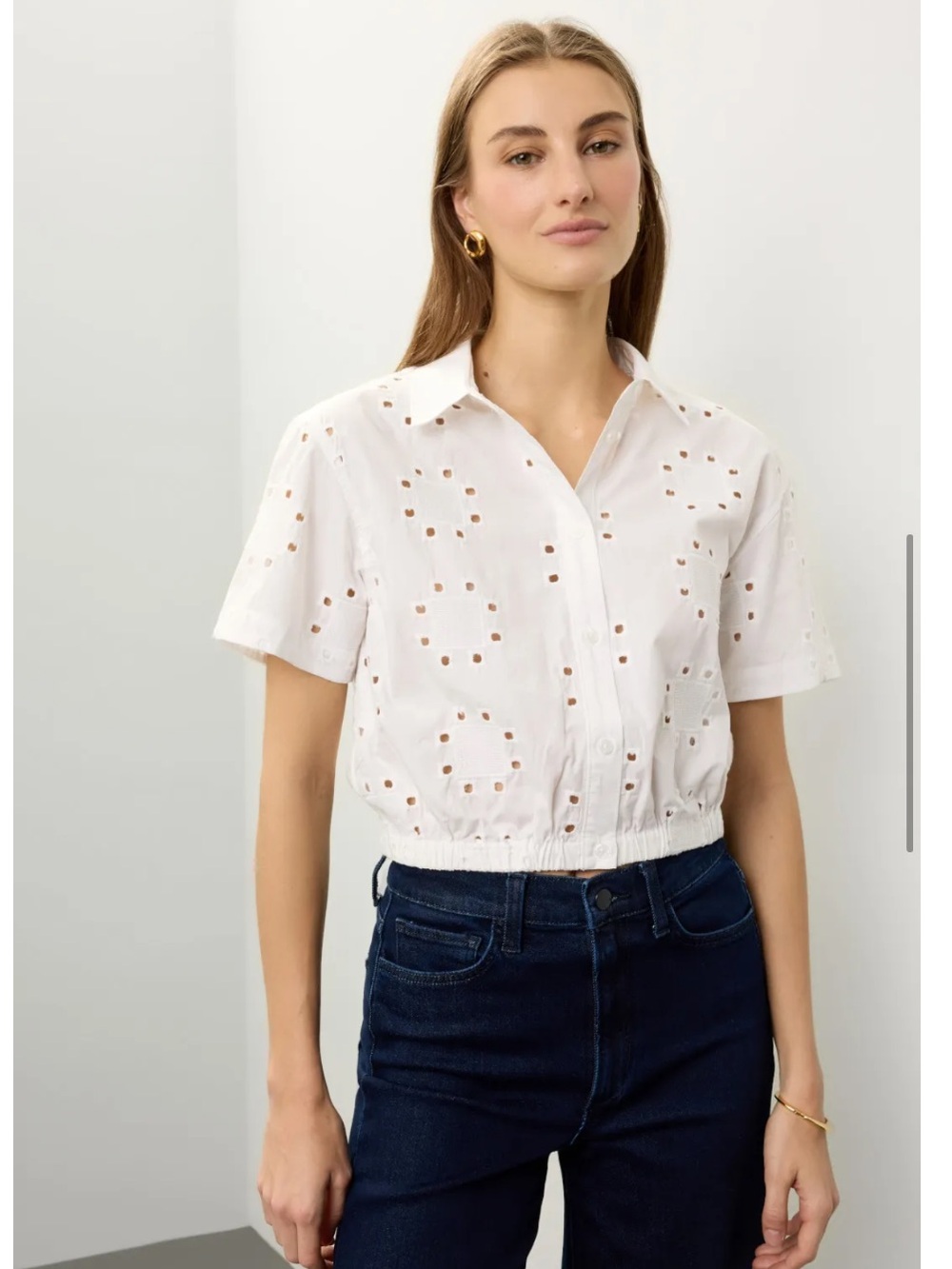 Thakoon x RTR Eyelet Collared Top, Size: 8